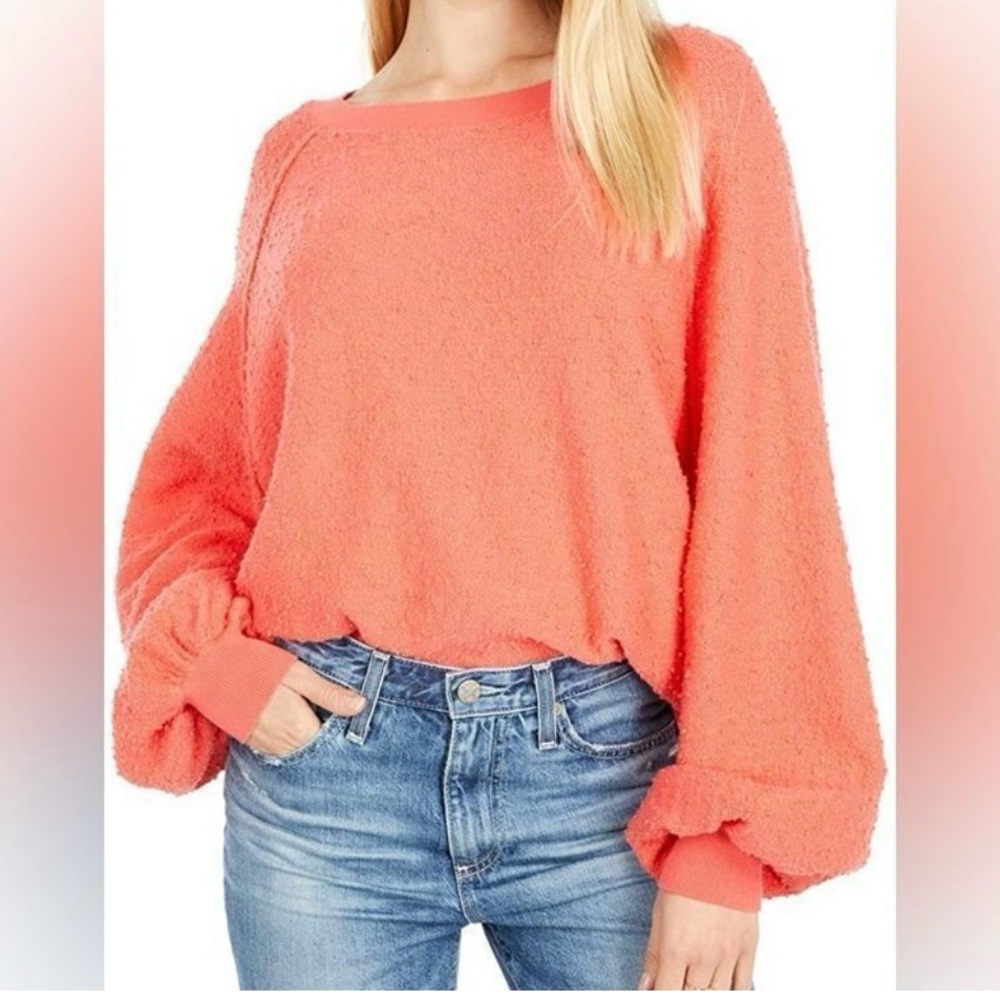 Free People Oversized Pullover in Cactus Bloom Coral